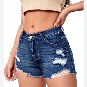 Charlotte Russe Dark Blue Distressed Jean Shorts 💙